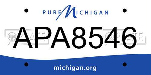 APA8546 Michigan License Plate