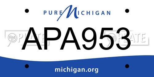 APA953 Michigan License Plate