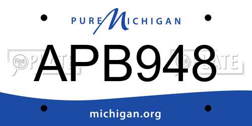 APB948 Michigan License Plate