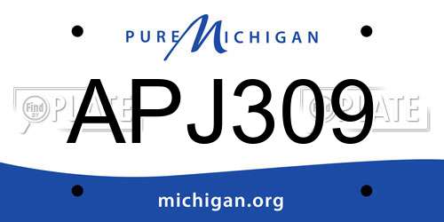 APJ309 Michigan License Plate