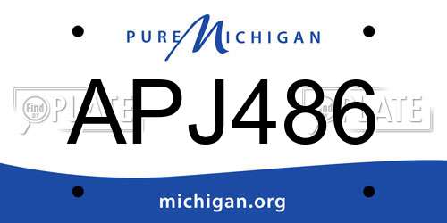 APJ486 Michigan License Plate