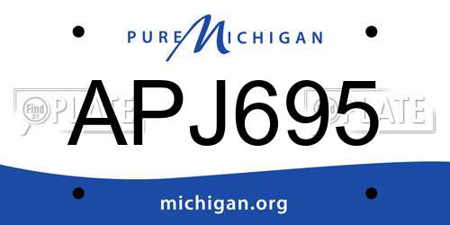 APJ695 Michigan License Plate
