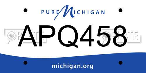 APQ458 Michigan License Plate