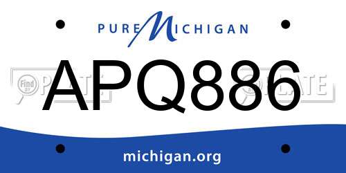 APQ886 Michigan License Plate