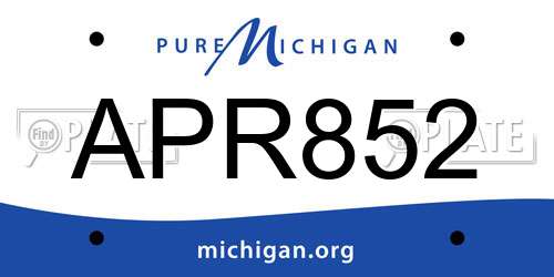 APR852 Michigan License Plate