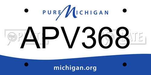 APV368 Michigan License Plate