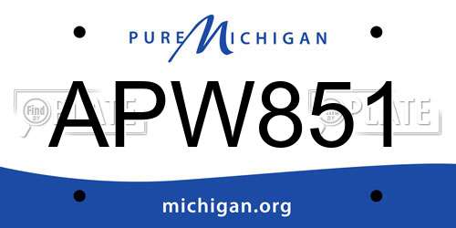 APW851 Michigan License Plate