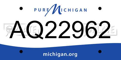 AQ22962 Michigan License Plate