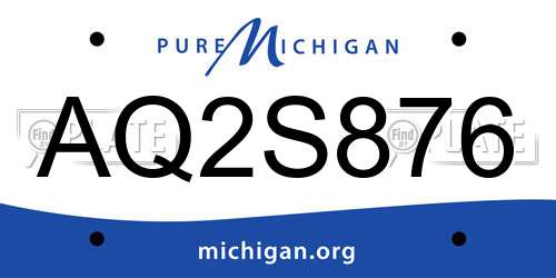 AQ2S876 Michigan License Plate
