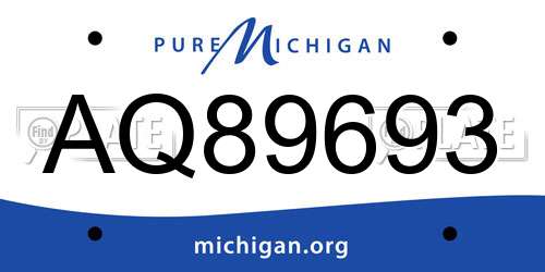 AQ89693 Michigan License Plate