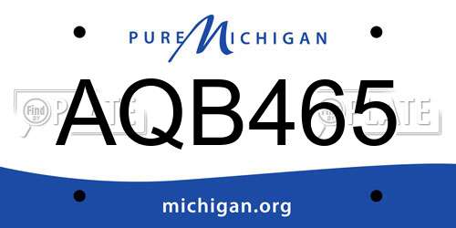 AQB465 Michigan License Plate