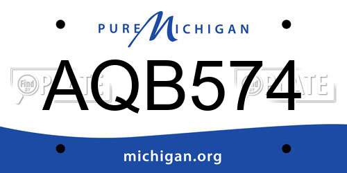 AQB574 Michigan License Plate