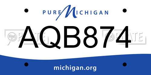 AQB874 Michigan License Plate