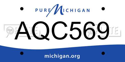 AQC569 Michigan License Plate
