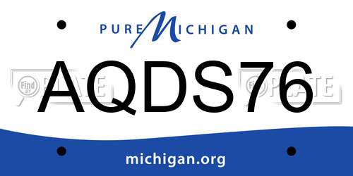 AQDS76 Michigan License Plate