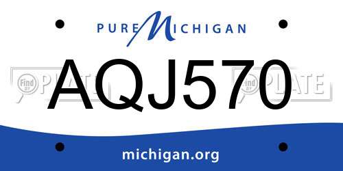AQJ570 Michigan License Plate