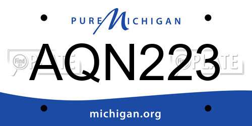 AQN223 Michigan License Plate