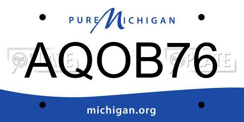 AQOB76 Michigan License Plate