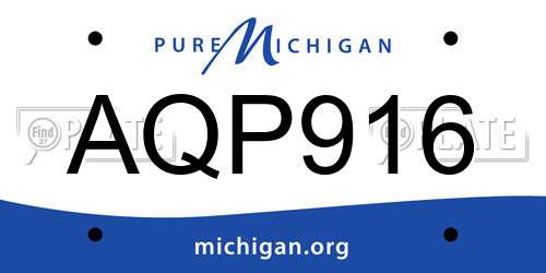 AQP916 Michigan License Plate