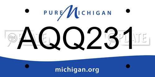 AQQ231 Michigan License Plate