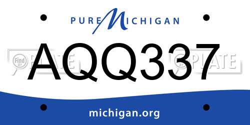 AQQ337 Michigan License Plate