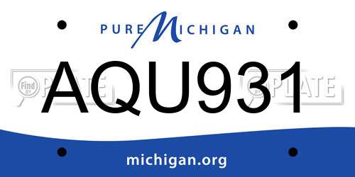 AQU931 Michigan License Plate
