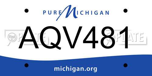 AQV481 Michigan License Plate