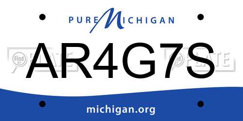 AR4G7S Michigan License Plate