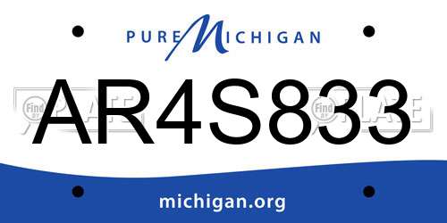 AR4S833 Michigan License Plate