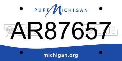 AR87657 Michigan License Plate