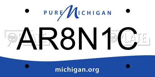 AR8N1C Michigan License Plate