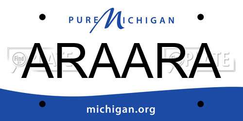 ARAARA Michigan License Plate