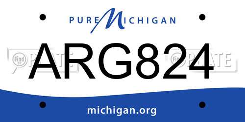 ARG824 Michigan License Plate