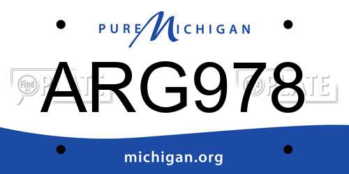 ARG978 Michigan License Plate