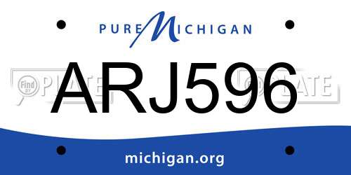 ARJ596 Michigan License Plate