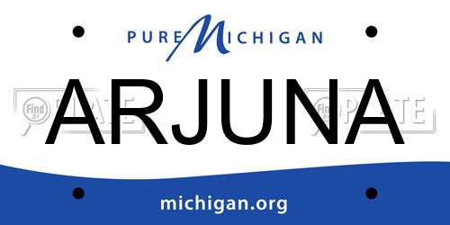ARJUNA Michigan License Plate