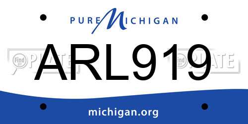 ARL919 Michigan License Plate