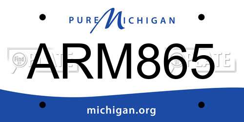 ARM865 Michigan License Plate