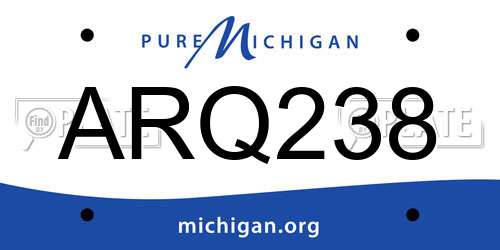 ARQ238 Michigan License Plate
