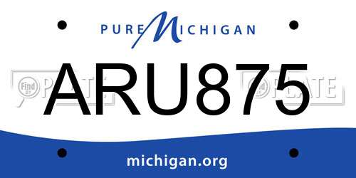 ARU875 Michigan License Plate
