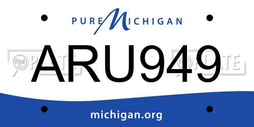 ARU949 Michigan License Plate