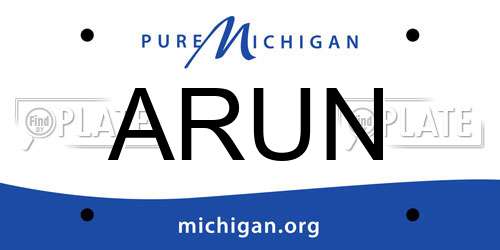 ARUN Michigan License Plate