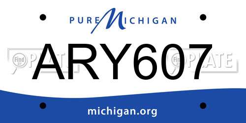 ARY607 Michigan License Plate