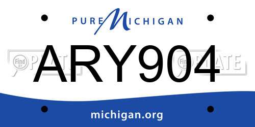 ARY904 Michigan License Plate