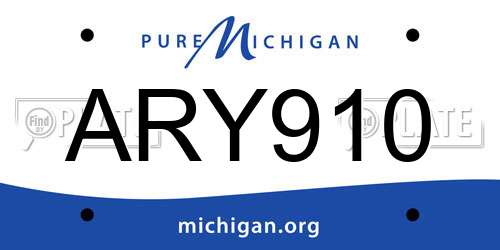 ARY910 Michigan License Plate