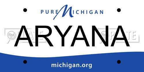 ARYANA Michigan License Plate