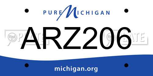 ARZ206 Michigan License Plate
