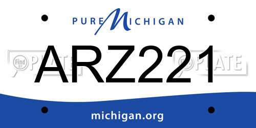 ARZ221 Michigan License Plate