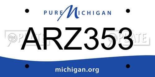 ARZ353 Michigan License Plate