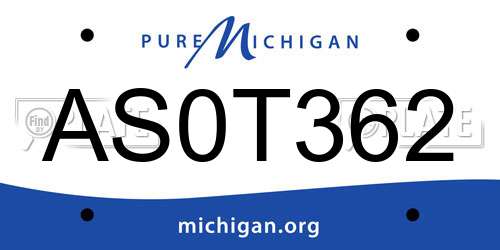 AS0T362 Michigan License Plate